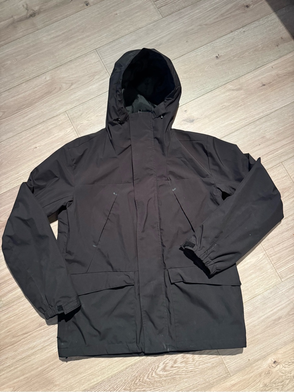 H&M Black Hooded Raincoat Jacket